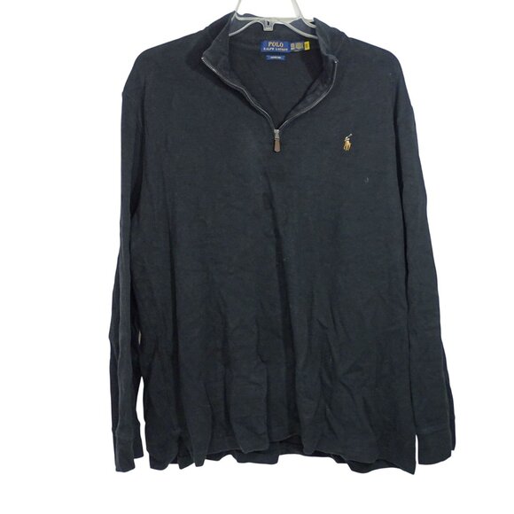 Polo Ralph Lauren Estate Ribbed Knit Black 1/4 Zip Pullover Shirt Men Size XXL - Picture 1 of 10